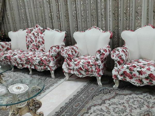 پارچه کاور مبلی فومنات کرپ چاپی طرح 2952 قرمز بافت آزادی میثم